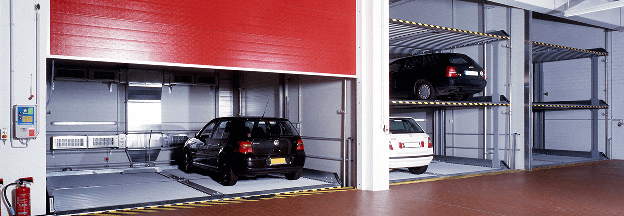 Stack parking in garage with three cars