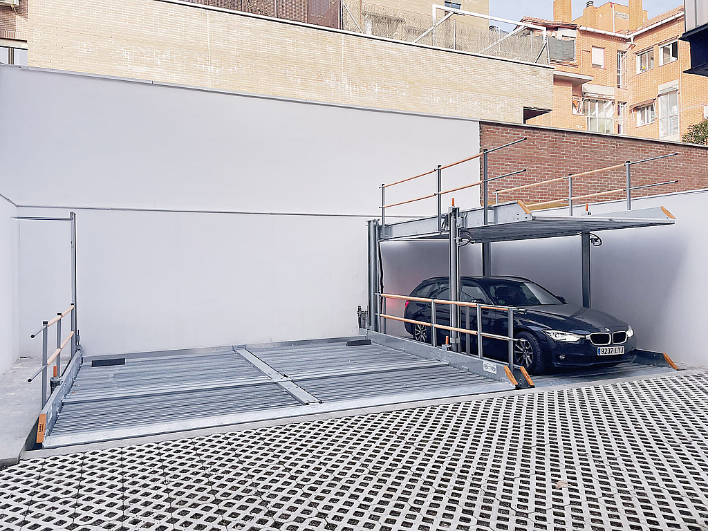 Parking systems in the courtyard with car