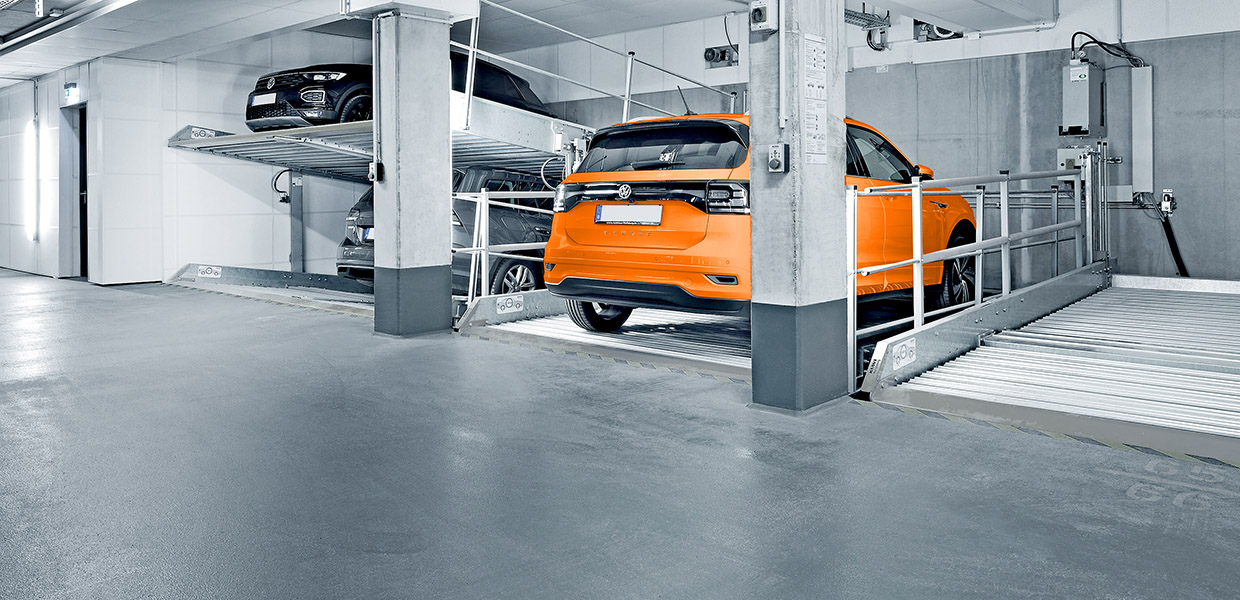 Parking system MultiBase 2078i in a underground parking system